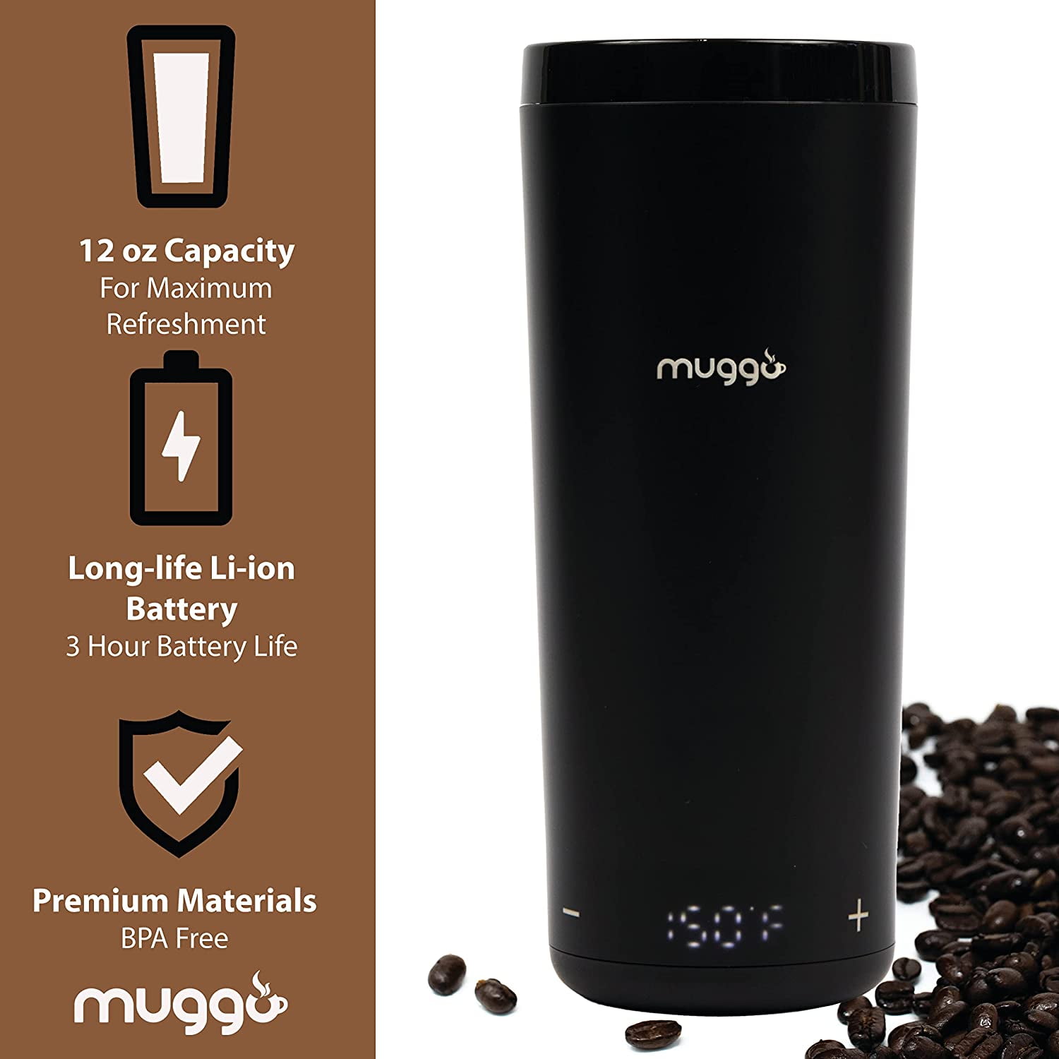 Best Buy: muggo Self Heating Travel Mug Black MUG-001