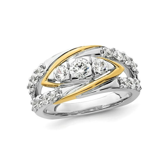 9/10 Carat (Ctw SI1-SI2, G-H-I) Lab-Grown Diamond Three Stone Ring in 14K White Gold (SIZE 7) for Women