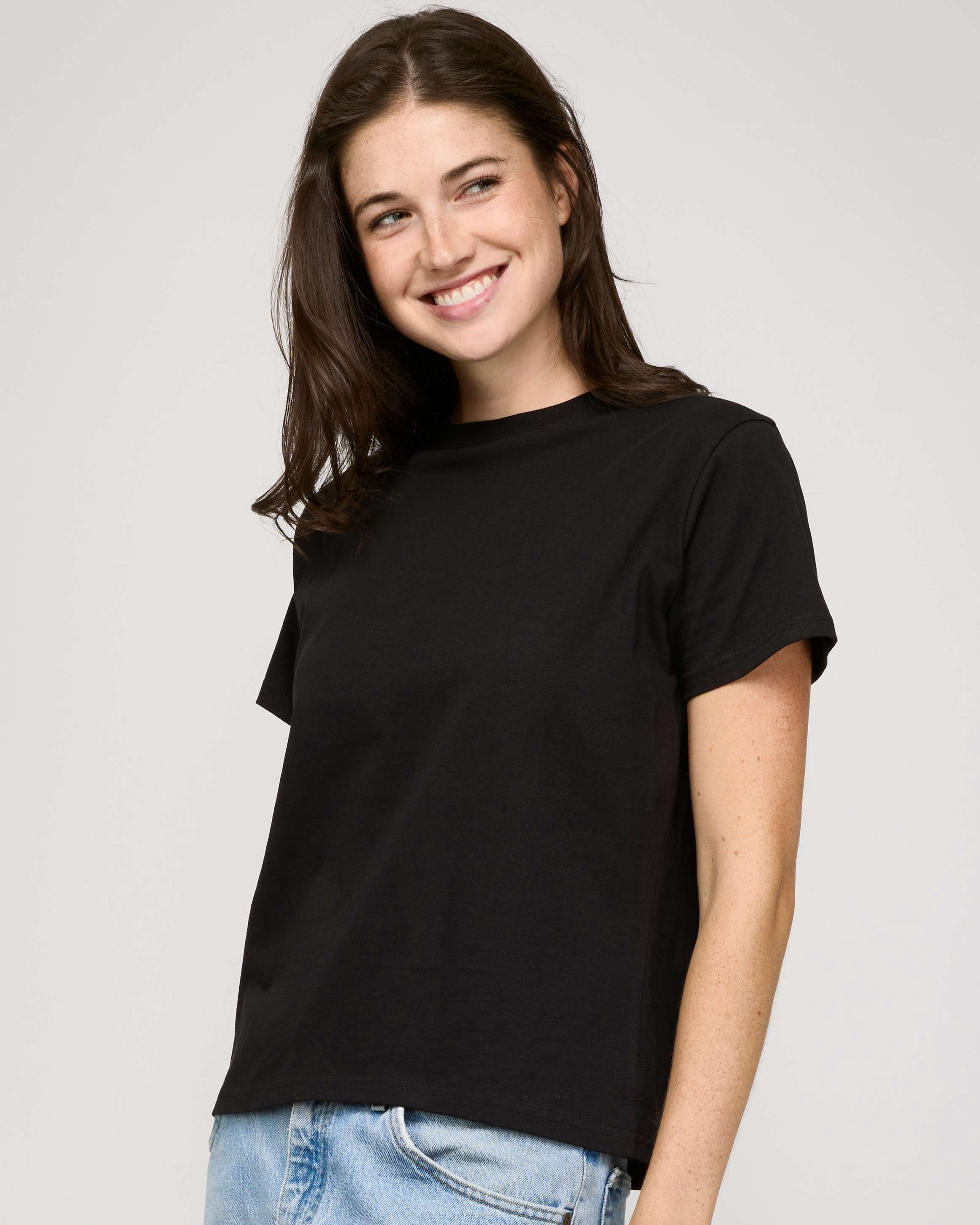 Real Essentials 5 Pack: Women’s 100% Cotton Oversized Short Sleeve T-Shirts Fashion Trendy Tees (Available in Plus Size)