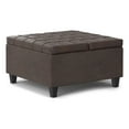 thumbnail image 5 of Harrison 30 inch Wide Transitional Small Square Coffee Table Storage Ottoman in Distressed Brown Vegan Leather, 5 of 11