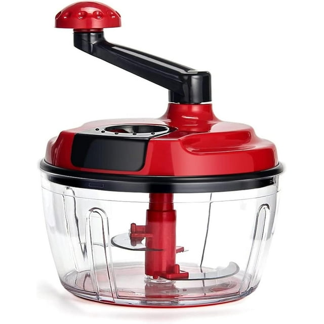 Procesador de alimentos manual multifuncional, picadora manual con manivela de 8 tazas, licuadora picadora con recipiente transparente, para verduras, carne, frutas, nueces, hierbas y cebollas (con