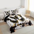 thumbnail image 3 of Homewish 3D Butterfly Print Queen Comforter Set, Fashion Graffiti Watercolor Bedding Sets, White Black Reversible Bedding Comforter Set, Ultra Soft Bedroom Decor, 3 Pieces, 3 of 8