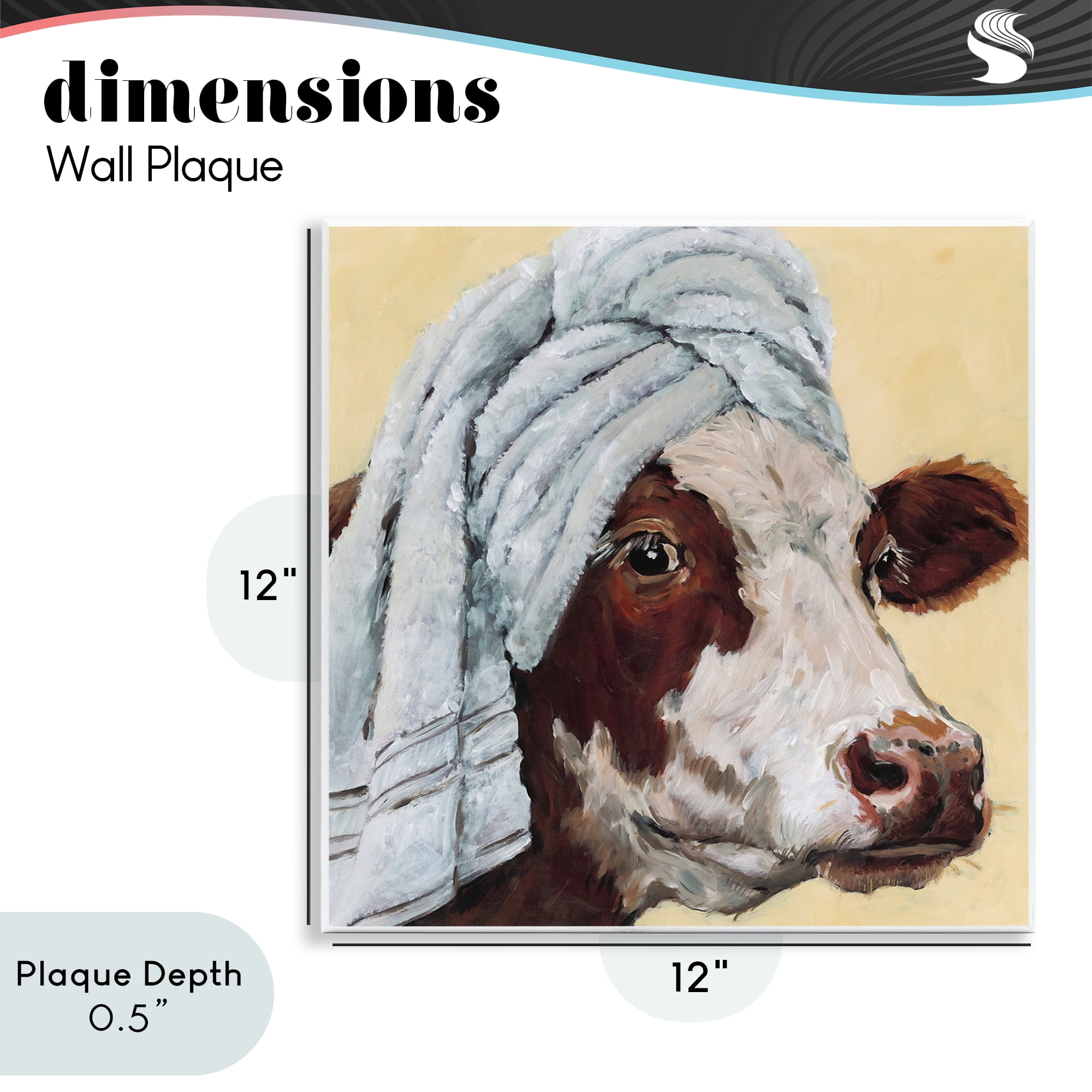 Stupell Industries Cow Spa with Towel Wall Plaque Art, design by Studio Bautista