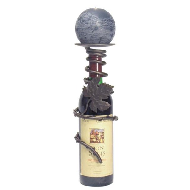 Metrotex Designs 21589 Grapevine Iron Candle Holder Bottle Topper- Meteor Finish