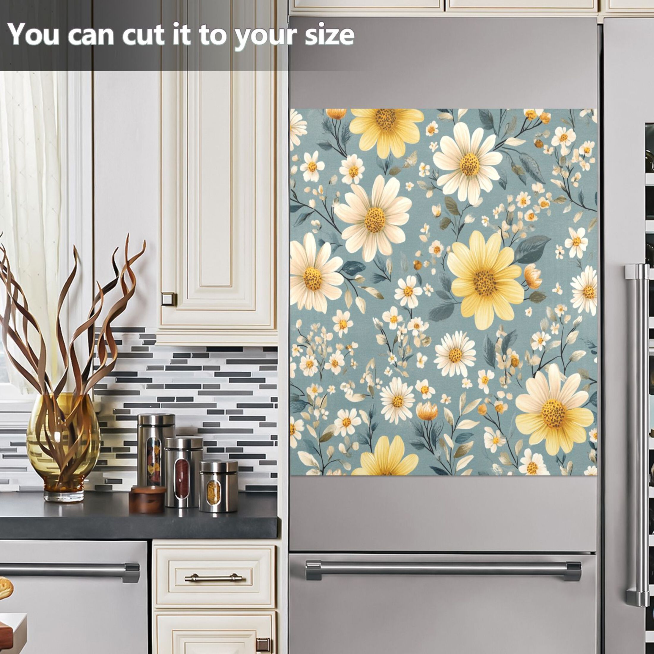 Dishwasher Magnetic Sticker 23x26 Inch Refrigerator Magnetic Sticker Washing Machine Magnetic Sticker Kitchen Panel Magnetic Sticker Home Decor Cool Beautiful Yellow Flowers