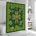 thumbnail image 6 of St Patricks Day Shower Curtain, Waterproof Shower Curtains for Bathroom, Gold Green Shamrock Checkered Lucky Leaf Washable Fabric Bathtub Curtain Set Bath Decor with 12 Hooks Long 72"x84", 6 of 8
