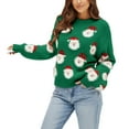 thumbnail image 3 of Winter Sweaters for Women Casual For Long Sleeve Pullover Cute Fuzzy Santa Pattern Crew Neck Loose Sweaters Features: Ugly Christmas Sweaters, 3 of 9