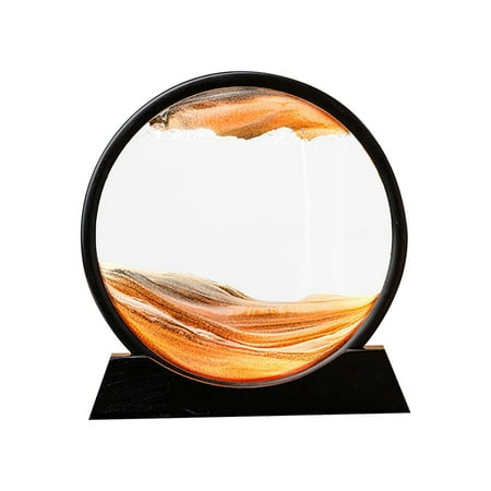 

ruchs 12 Inch Black Flowing Picture 3D Moving Sand Natural Grit Decoration Quicksand Ornament Sandglass Decoration Ornament Table Living Room Tea Restaurant Craft Ornament 300ml