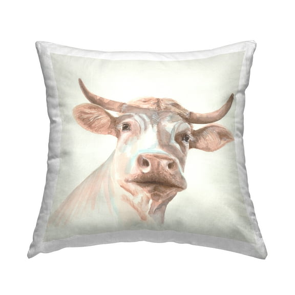 Stupell Industries Cream Beige Cow Decorative Printed Throw Pillow Design by Errico & Slyp.