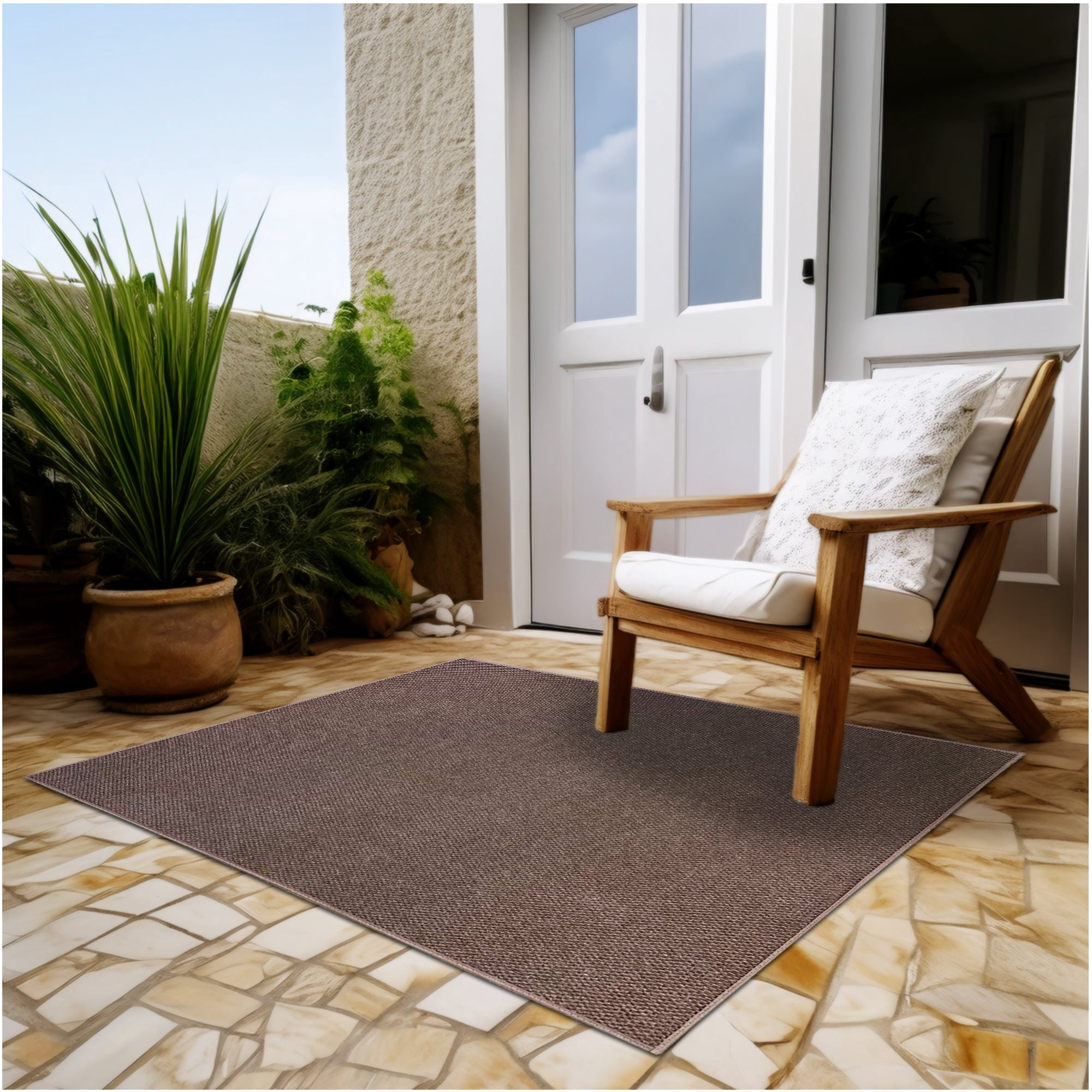 Koeckritz Rugs 3'x10' Soft Indoor/Outdoor Espresso Bound Area Rug Lightweight, Easy to Clean & Move
