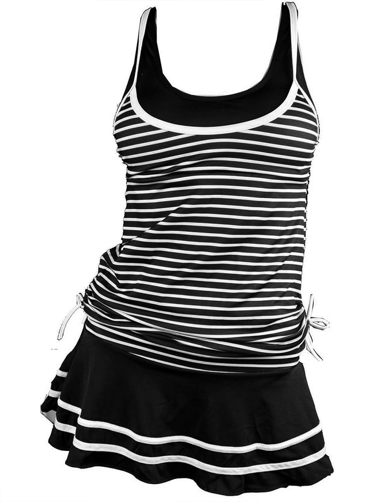 Summer Mae Women's Tankini Top Bathing Suits Striped Vintage Swim Dress