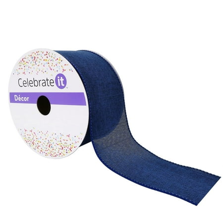 UPC: 0191518419658 | 2.5 Faux Linen Wired Ribbon by Celebrate It™ Décor