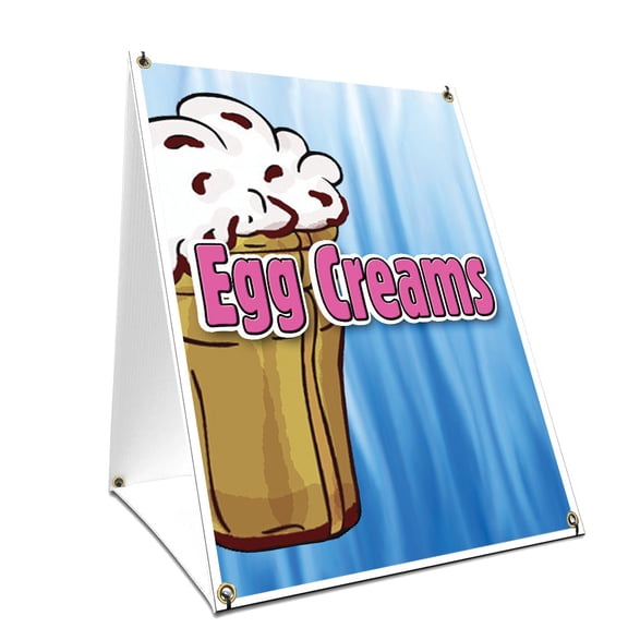 A-frame Sidewalk Egg Creams Sign With Graphics On Each Side | 24" X 36" Print Size