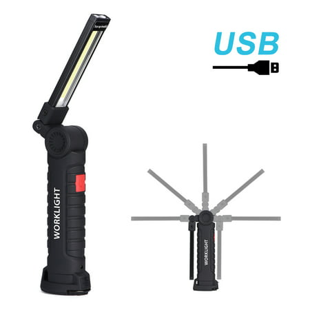 Ymiko Rechargeable Work Light,Rechargeable Work Light Led Portable Work Light USB Battery Work Lights COB with Magnetic (Best Work Light With Stand)