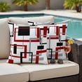 thumbnail image 4 of Red Black Geometric Outdoor Waterproof Pillow Covers, Farmhouse Minimalist Abstract Art Decorative Square Throw Pillowcase Sofa Cushion Sham for Patio/Couch/Chair, 26"x26" 2 Pack, 4 of 8