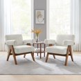 thumbnail image 2 of Armchair Accent Chair, Set of 2, Ivory White, Fabric, Wood, Living Kitchen Cafe Bistro Hospitality Restaurant, Modern Contemporary HB36219, 2 of 9