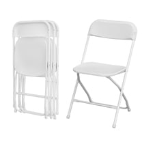 Gartooo 4 Pack Folding Plastic Chairs Set, Portable Commercial Chair with Steel Frame for Party Wedding Events Office Indoor Outdoor(White)