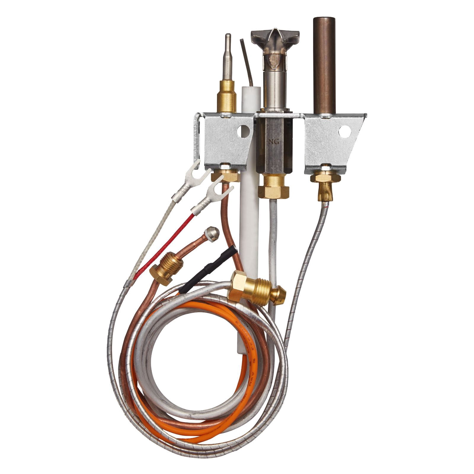 Natural Gas Fireplace Pilot Assembly, Two 24in Parts + 22in Ignitor + 16in Thermocouple, OEM Replacement Flame Monitoring for Gas Fireplace Heater