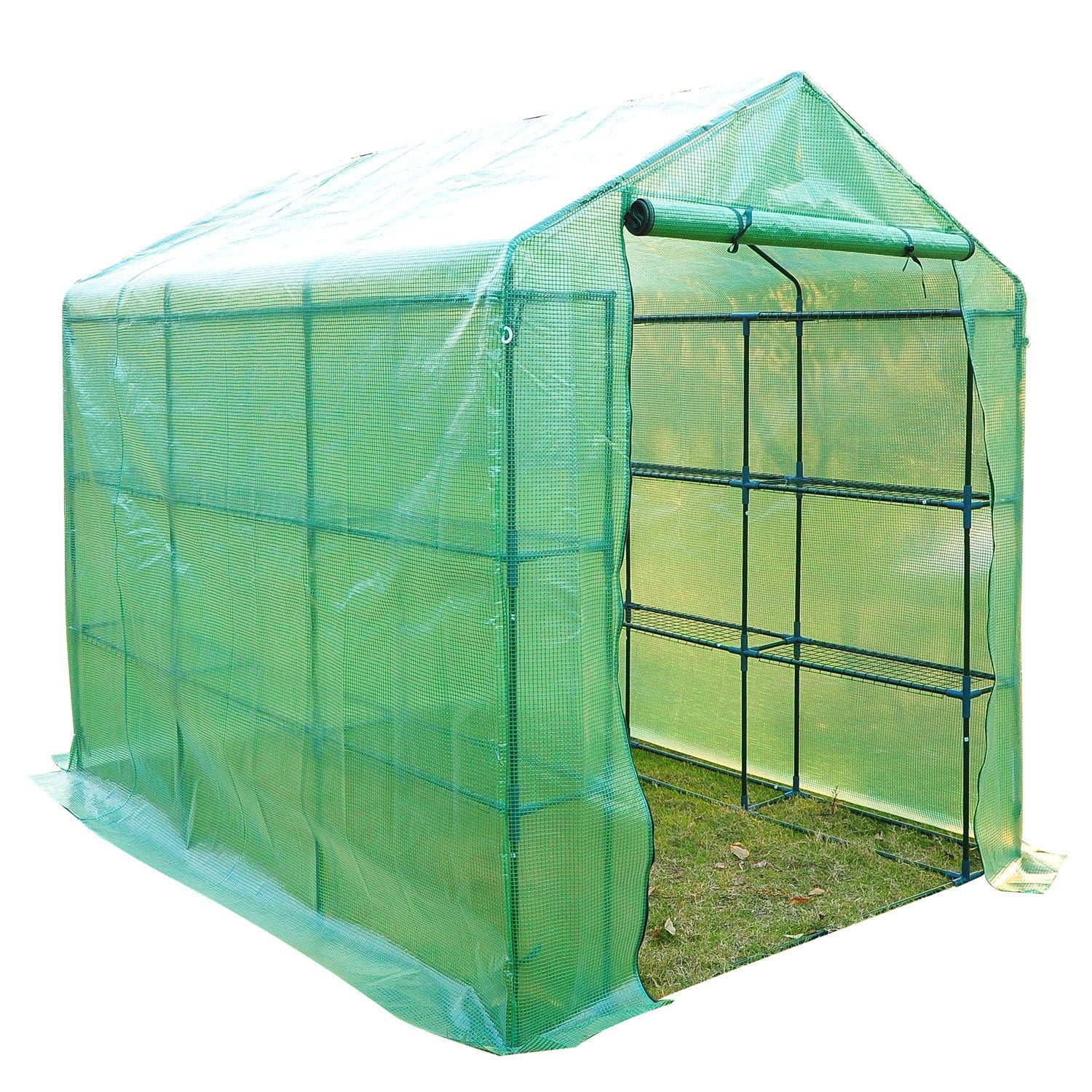 7.5-Feet Outsunny Portable 3-Tier Shelf Hexagonal Walk In Greenhouse