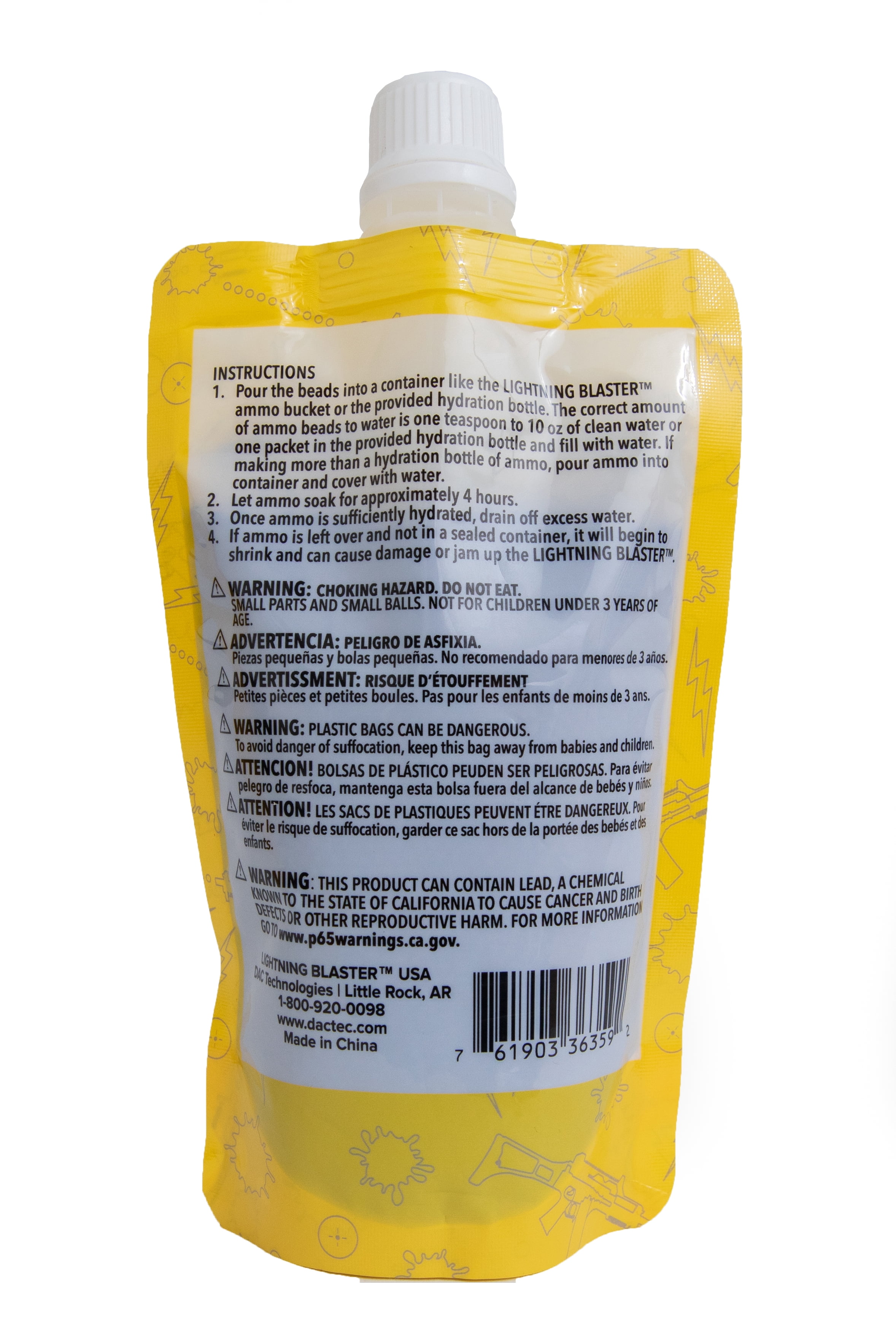 Lightning Blaster Blue Water Bead Ammo 20K Refill 7.5mm in Pour Nozzle Bag Ages 14+