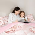 thumbnail image 4 of Erosebridal Cute Pig Animal Queen Comforter Set,Pink Flowers Blossom Bedding Comforter Set For Girls Teens, Reversible 3pcs, 4 of 7