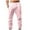 Pink, variant on Aofany Men Casual Elastic Waistband Pocket Cotton Linen Trousers Solid Drawstring Pants