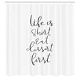thumbnail image 3 of Ambesonne Text Shower Curtain, Cursive Ink Lettering Dessert, 69"Wx75"L, Charcoal Grey White, 3 of 5