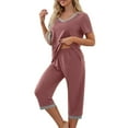 thumbnail image 4 of JIUKE Womens 2 Piece Sets Summer Lounge Outfits Short Sleeve V Neck Tunics High Waisted Capri Pants, 4 of 7