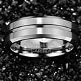 thumbnail image 4 of 8 mm Wide Steel Matte Surface Middle Groove Bevel Men's Tungsten Steel Ring, 4 of 4