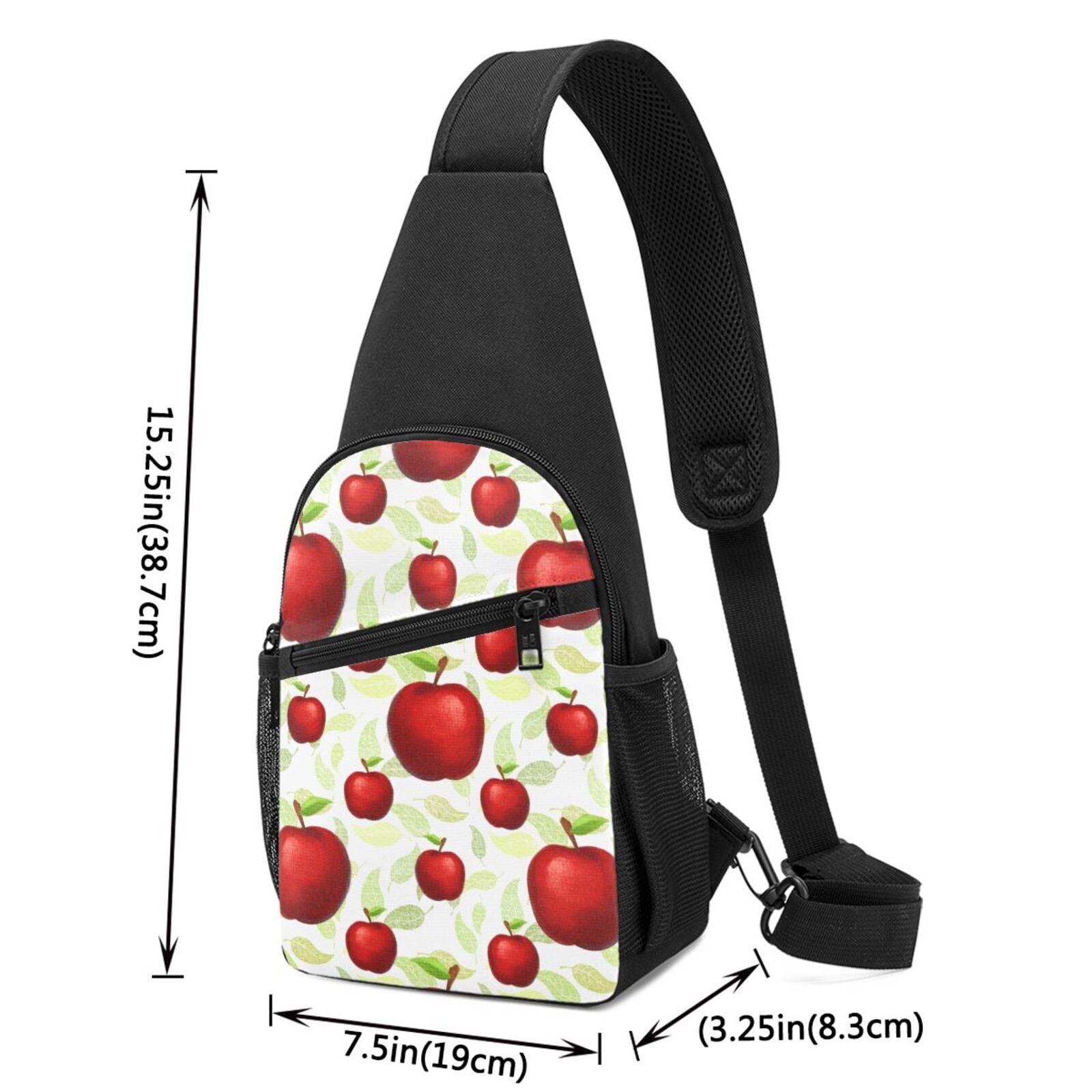 Xecao's Fruit Apples Print Sling Bag: A Versatile Chest, Shoulder, and Crossbody Backpack for Casual Days Out, Perfect for Both Men and Women