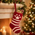 thumbnail image 7 of JeashCHAT 7" Mini Christmas Stocking Ornaments, Pet Dog Paw Print Red White Striped Knit Xmas Stocking, Small Candy Gift Bag, Christmas Tree Hanging Stocking, 7 of 7