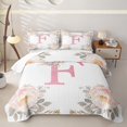 thumbnail image 2 of Catabedysis Cute Flower Gifts Bed Spread Queen,Floral Personalized Initial F Queen Coverlet Set For Girls,3Pcs, 2 of 7