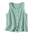 thumbnail image 6 of Tauxra Women Sleeveless Top for Casual Wear, Summer Round Neck Tank Top with Button Details, Soft Linen Fabric, Comfortable and Flowingy Loose Fit, Versatile for Everyday, 6 of 7