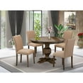 thumbnail image 2 of East West Furniture Ferris 5-Piece Wood Dining Set in Light Sable/Jacobean Brown, 2 of 2