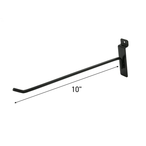 SSWBasics - 10 inch Black Slatwall Peg Hook - Pack of 50 - For use with 3” on center