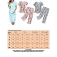 thumbnail image 2 of LUXUR Vêtements de Nuit pour Femmes Imprimé Libellule Pyjama Col en V Ensemble de Détente Manches Courtes 2 Pcs Gris TG, 2 of 8