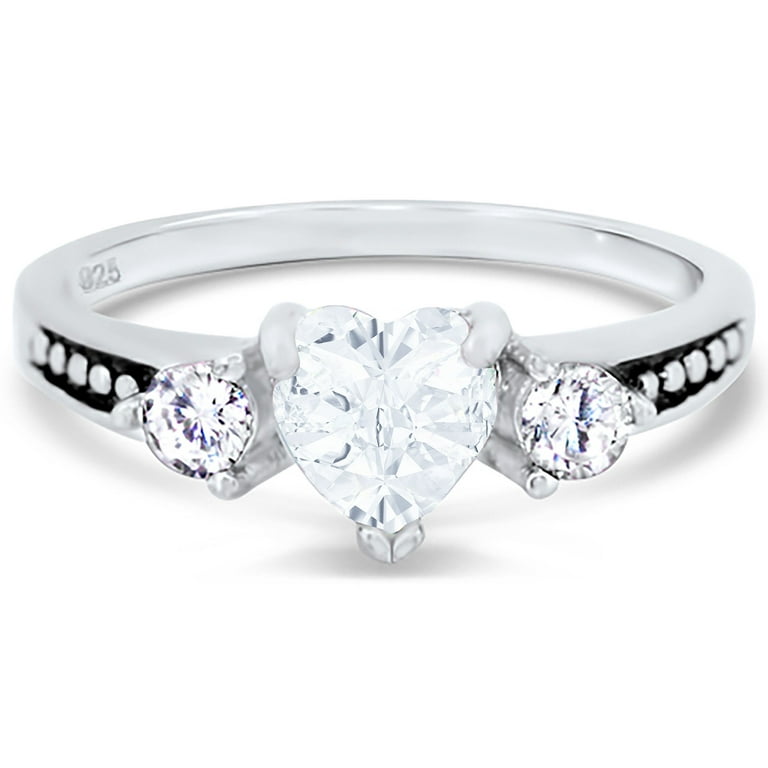 LaRaso Co Heart Cut White Diamond CZ Wedding Engagement Ring Set