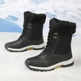 thumbnail image 4 of Pandaie Women's Winter Snow Boots Waterproof Insulated Mid Calf Booties Fleece Lined Lace up Non Slip Outdoor Ankle Boot Black 8, 4 of 7