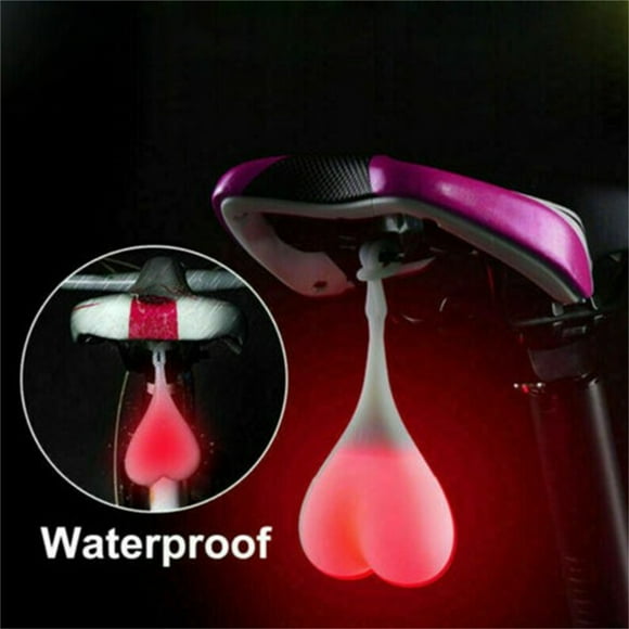 FNNMNNR Bike Tail Light Silicone LED Cycling Ball Creative Rear Light Night Essential Car Truck Warning Flash Bag Light Reflector Waterproof Heart Shaped Bicycle Seat Back Egg Signal Lamp