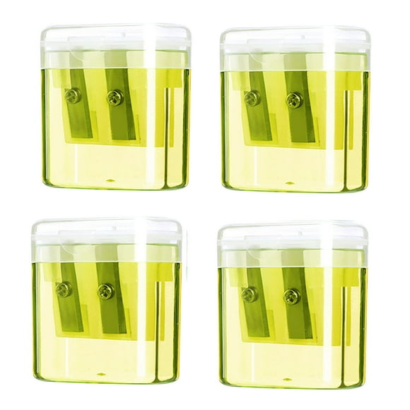 Wmhnj Sacapuntas ovalados transparentes (paquete de 4) con diseño de 2 agujeros y contenedor transparente para virutas. Hoja de acero al carbono para lpices estndar y jumbo.