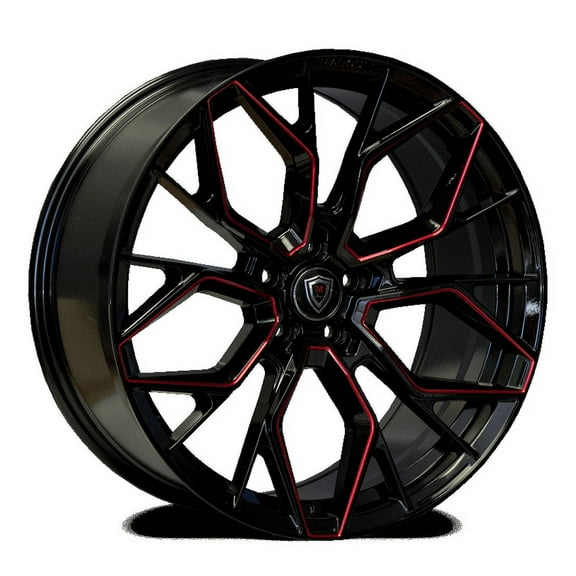 20X10.5 5-112 MARQUEE #1004 GLOSS BLACK / RED MILLED 40/66.56