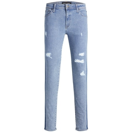 Jack J ones Mens Side Stripe Slim Fit Jeans Blue 36W x 32L