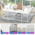 thumbnail image 2 of Yiwa U Shaped Home Office Desk, Reversible L Shaped Gaming Computer Desk with Power Outlets,126 Inch Computer Desk with Monitor Stand and LED Lights,Storage Shelves,Storage Bag and Hooks, 2 of 6