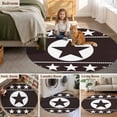thumbnail image 6 of Western Texas Star Round Living Room Rugs 6 ft, Vintage Simple Brown White Stars Brown Washable Area Rug with Non-Slip Sturdy Edge Binding Round Carpet for Kitchen Office Bedroom, 6 of 9