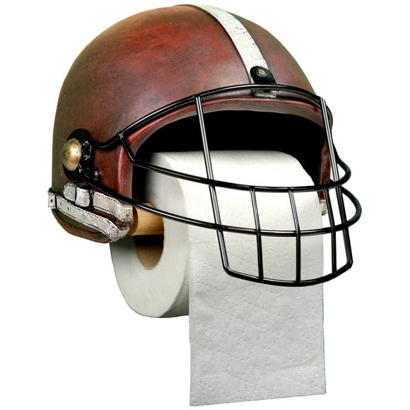 Excello Global Products Football Helmet Toilet Paper Holder: Rustic Bathroom Decor, Wall Mounted, Heavy Duty Tissue Paper Dispenser with Weathered Vintage Look - EGP-HD-0231