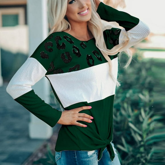 Aqestyerly Women'S Cashmere Sweaters Women Fashion Stripe Leopard Print Comfortable Long Sleeves Sweater tops