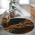 thumbnail image 4 of Round Area Rug-3ft Brown Gold Marble Texture Non Slip Washable Circle Carpet Soft Large Floor Rugs for Living Room Bedroom Nursery Office, 4 of 9