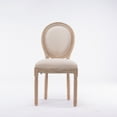 thumbnail image 4 of Jopath Set Of 2 French Style Wooden Dining Armchairs, Vintage Kitchen Chairs With Linen Upholstered Oval Backrest & Padded Seat, And Carved Rubberwood Legs, Beige, 4 of 10