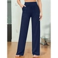 thumbnail image 4 of Pantalones Pierna para Mujer Pantalones Yoga Cintura Alta con Bolsillos Pantalones Deportivos Holgados y Elásticos para Trabajo o para Estar Cómoda en Marino XXL, 4 of 7