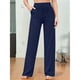 thumbnail image 4 of Pantalones Pierna para Mujer Pantalones Yoga Cintura Alta con Bolsillos Pantalones Deportivos Holgados y Elásticos para Trabajo o para Estar Cómoda en Marino L, 4 of 7